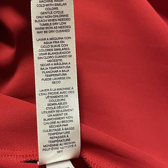 Chicos Shirt Womens 2 Red Pleated Back Tunic Button Front Long Sleeve Blouse - Picture 5 of 9